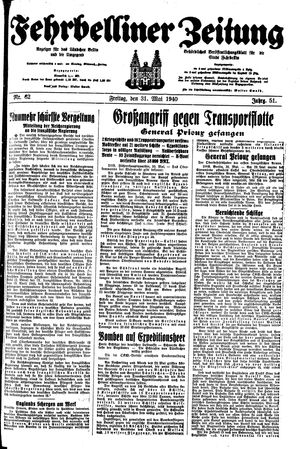 Fehrbelliner Zeitung on May 31, 1940
