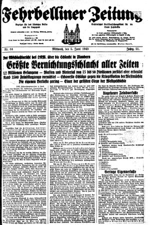 Fehrbelliner Zeitung on Jun 5, 1940