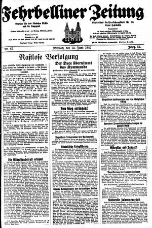 Fehrbelliner Zeitung vom 12.06.1940
