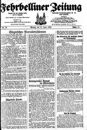 Fehrbelliner Zeitung vom 17.06.1940