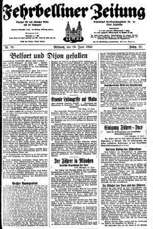 Fehrbelliner Zeitung vom 19.06.1940