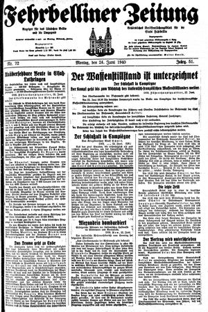 Fehrbelliner Zeitung vom 24.06.1940
