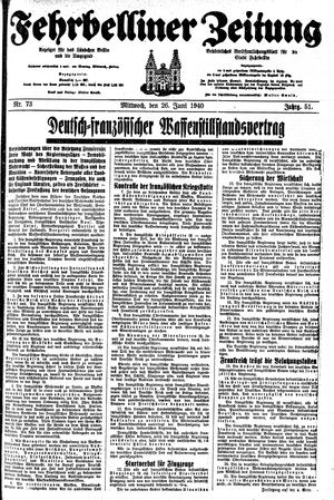 Fehrbelliner Zeitung vom 26.06.1940