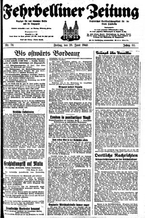 Fehrbelliner Zeitung vom 28.06.1940