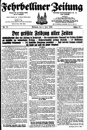 Fehrbelliner Zeitung vom 03.07.1940