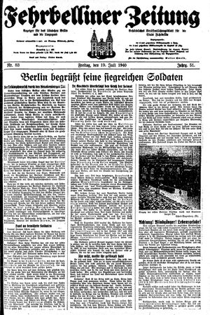 Fehrbelliner Zeitung on Jul 19, 1940