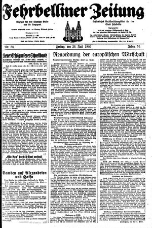 Fehrbelliner Zeitung vom 26.07.1940