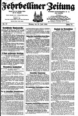 Fehrbelliner Zeitung vom 29.07.1940