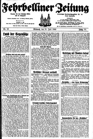 Fehrbelliner Zeitung vom 31.07.1940