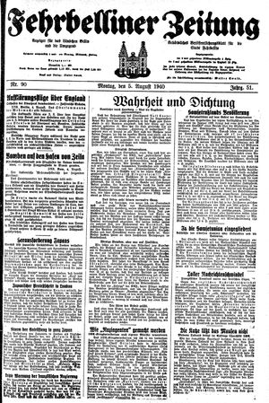 Fehrbelliner Zeitung vom 05.08.1940