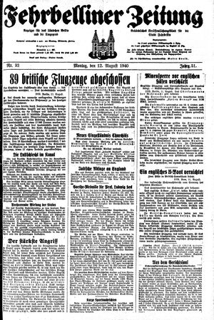 Fehrbelliner Zeitung vom 12.08.1940