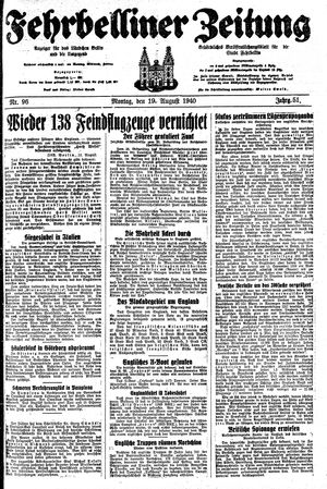 Fehrbelliner Zeitung vom 19.08.1940