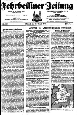 Fehrbelliner Zeitung vom 28.08.1940