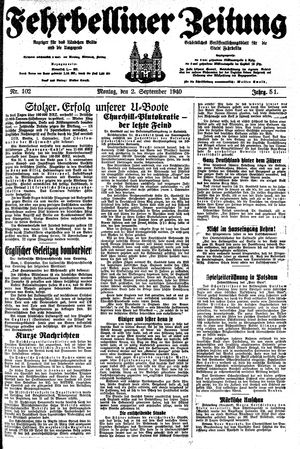 Fehrbelliner Zeitung vom 02.09.1940