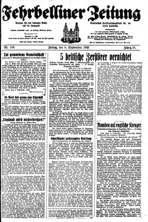 Fehrbelliner Zeitung vom 06.09.1940