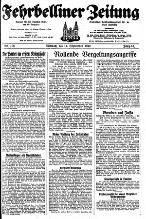 Fehrbelliner Zeitung vom 11.09.1940