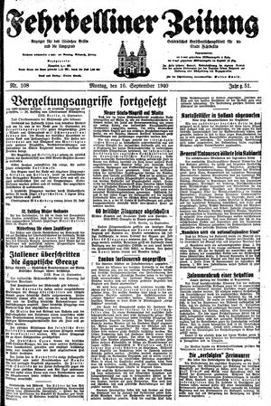Fehrbelliner Zeitung vom 16.09.1940