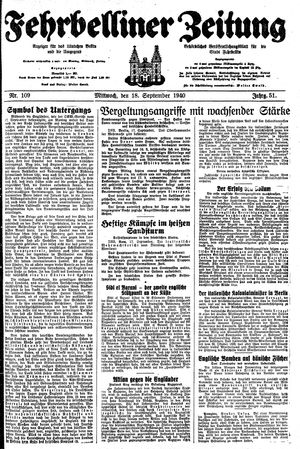 Fehrbelliner Zeitung vom 18.09.1940