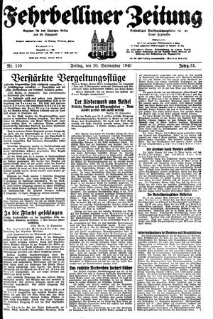 Fehrbelliner Zeitung vom 20.09.1940