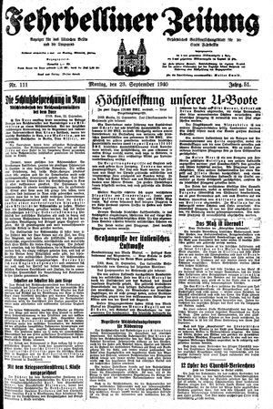 Fehrbelliner Zeitung vom 23.09.1940