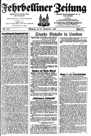 Fehrbelliner Zeitung vom 25.09.1940
