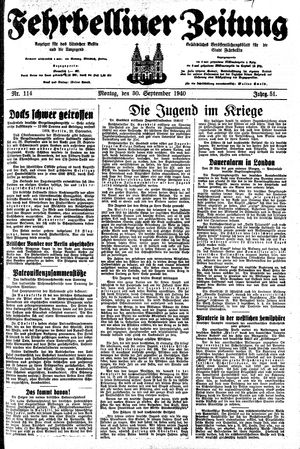 Fehrbelliner Zeitung vom 30.09.1940