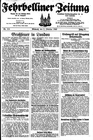 Fehrbelliner Zeitung vom 02.10.1940