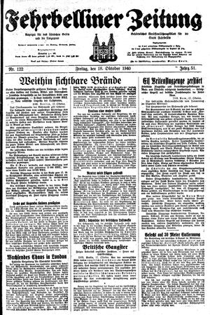 Fehrbelliner Zeitung vom 18.10.1940