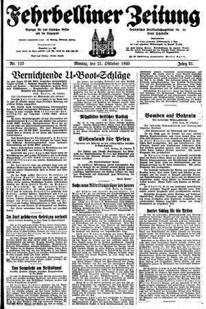 Fehrbelliner Zeitung vom 21.10.1940