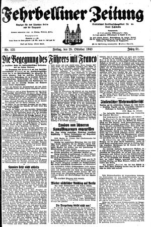 Fehrbelliner Zeitung vom 25.10.1940