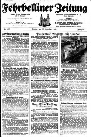 Fehrbelliner Zeitung vom 28.10.1940