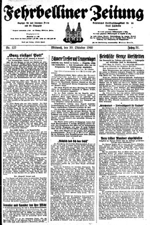 Fehrbelliner Zeitung vom 30.10.1940