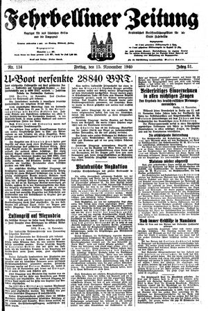Fehrbelliner Zeitung vom 15.11.1940