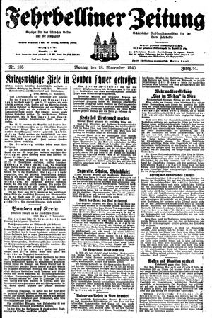 Fehrbelliner Zeitung vom 18.11.1940