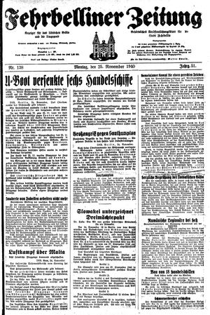 Fehrbelliner Zeitung vom 25.11.1940