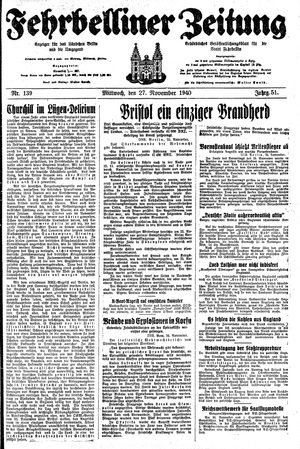Fehrbelliner Zeitung vom 27.11.1940