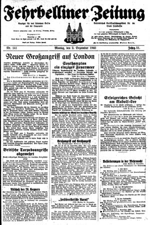 Fehrbelliner Zeitung vom 02.12.1940