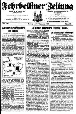 Fehrbelliner Zeitung vom 09.12.1940