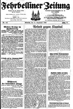 Fehrbelliner Zeitung vom 11.12.1940