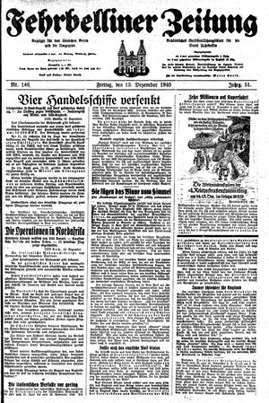 Fehrbelliner Zeitung vom 13.12.1940