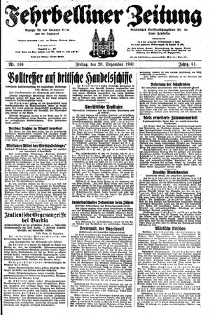 Fehrbelliner Zeitung vom 20.12.1940