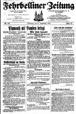 Fehrbelliner Zeitung vom 31.12.1940