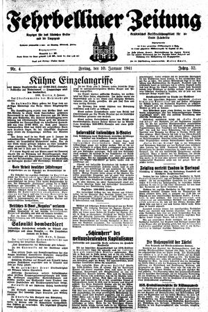 Fehrbelliner Zeitung vom 10.01.1941