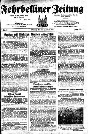 Fehrbelliner Zeitung vom 13.01.1941