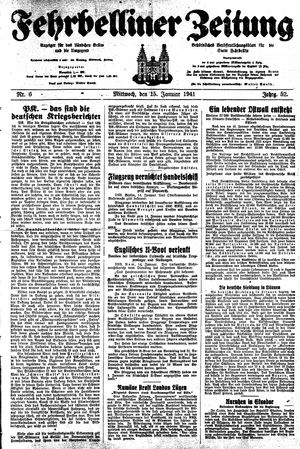 Fehrbelliner Zeitung vom 15.01.1941