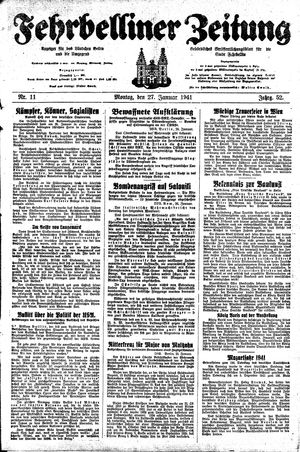 Fehrbelliner Zeitung vom 27.01.1941