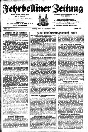 Fehrbelliner Zeitung vom 10.02.1941