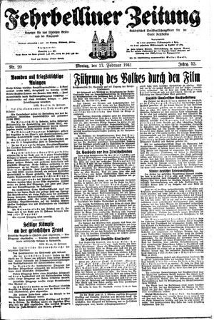 Fehrbelliner Zeitung vom 17.02.1941