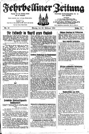 Fehrbelliner Zeitung vom 24.02.1941