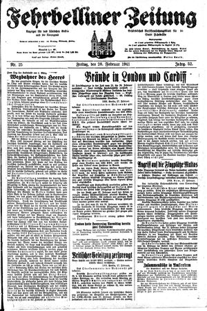 Fehrbelliner Zeitung vom 28.02.1941